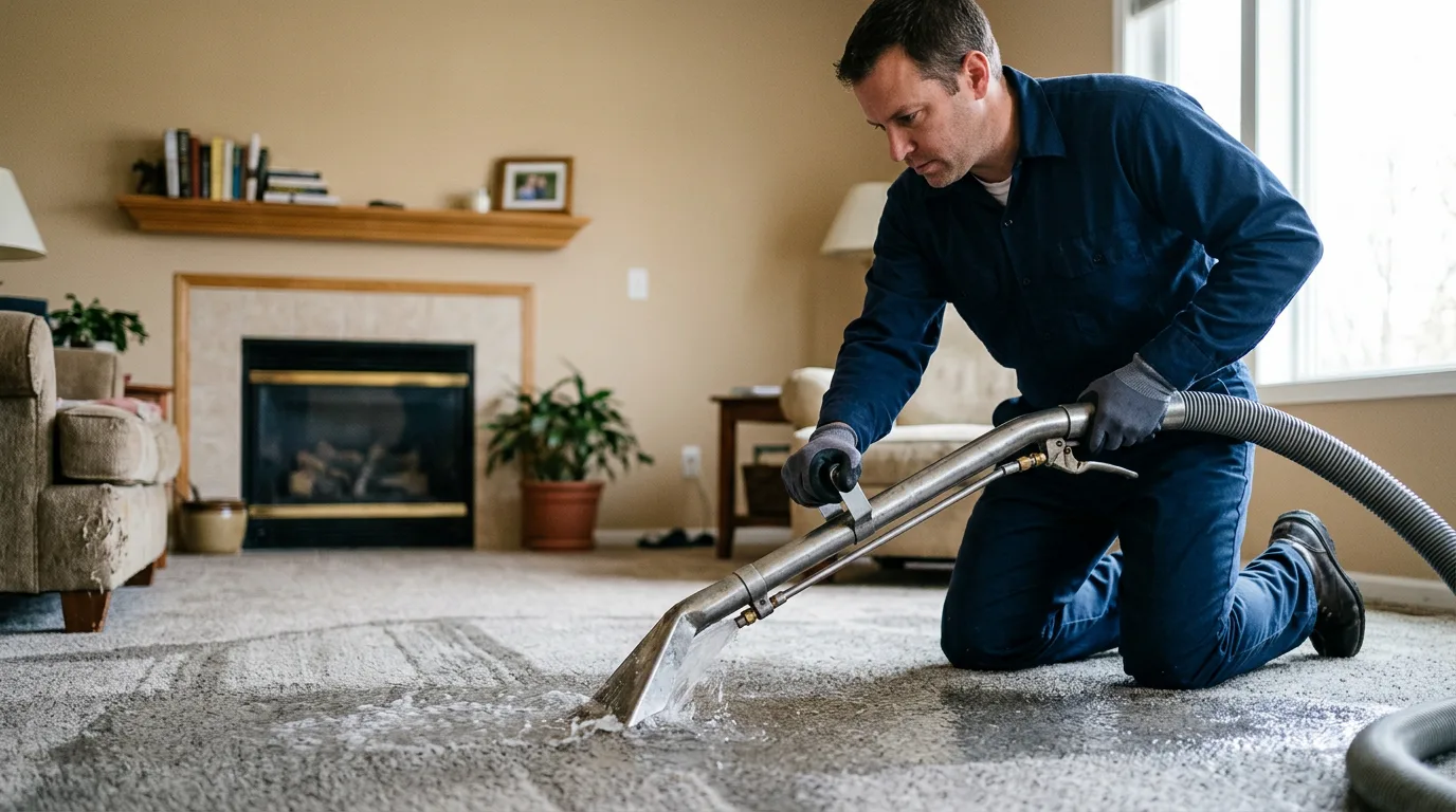 Water damage restoration technician working near Adamstown, PA